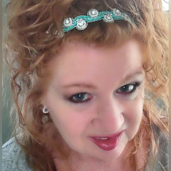 Boho Crystal & Turquoise Seed Bead Headband - Picture 1 of 16